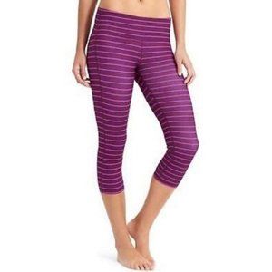 Athleta Purple Striped Chaturanga Capri Leggings I Sz Small